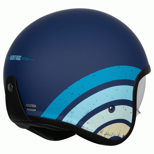 Origine Spirit 22.06 Open Face Helmet - Heritage Matt Blue - Salt Flats Clothing