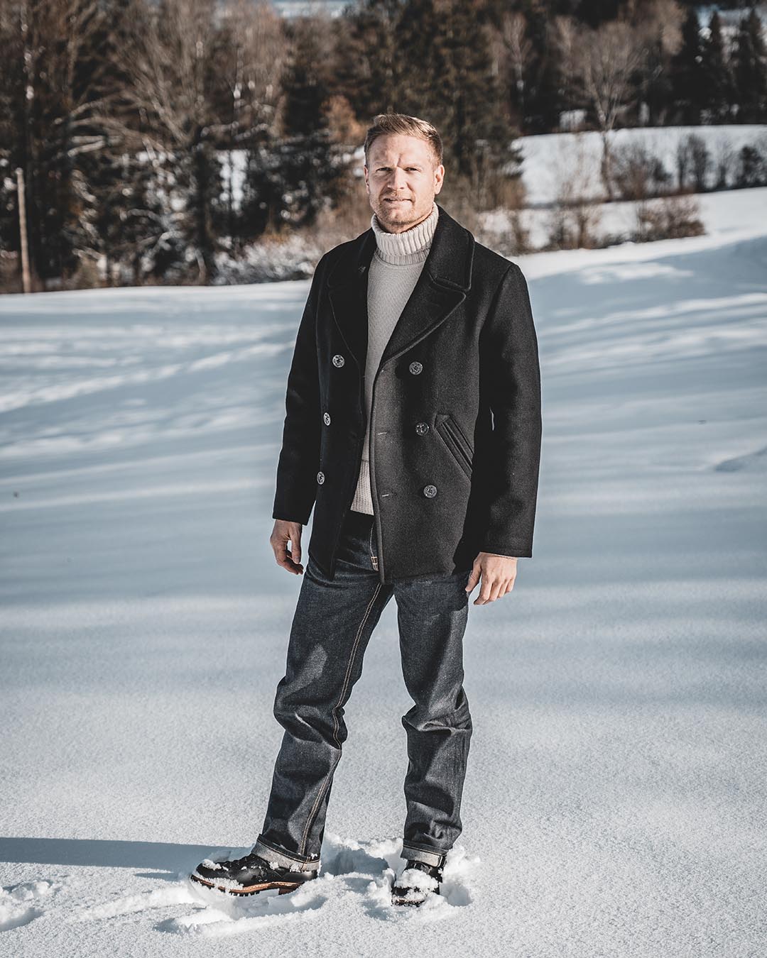 Pike Brothers 1938 Wool Pea Coat - Black - Salt Flats Clothing