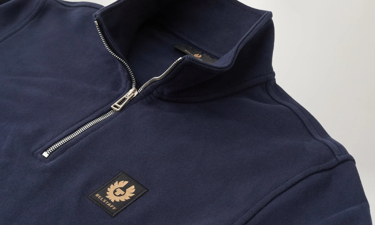 Belstaff Men's Quarter Zip Sweatshirt - Dark Ink - Salt Flats Clothing