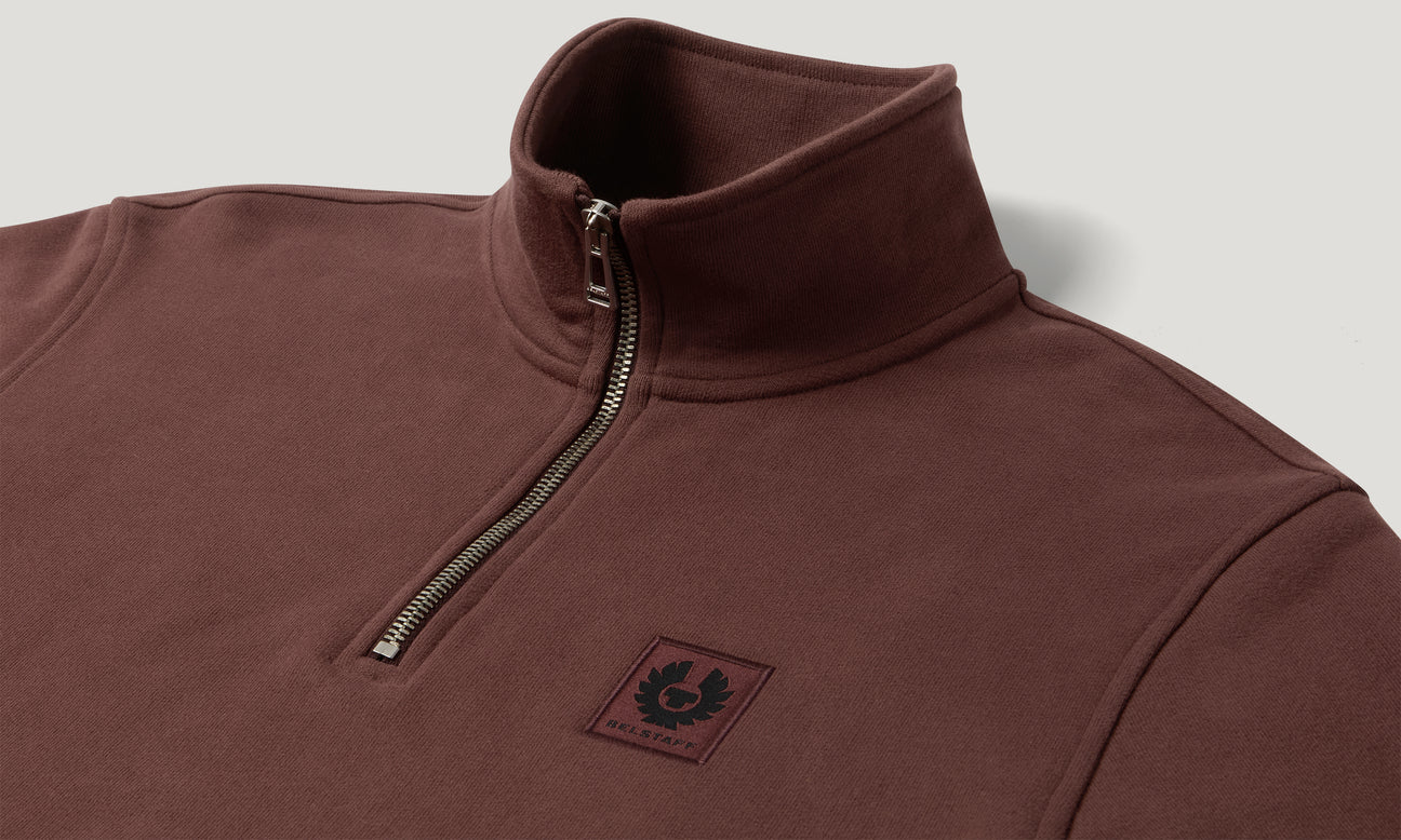 Belstaff Men's Quarter Zip Sweatshirt - Oxblood - Salt Flats Clothing