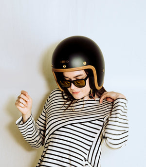 Hedon Hedonist ECE 06 Open Face Motorcycle Helmet - Stable Black - Salt Flats Clothing