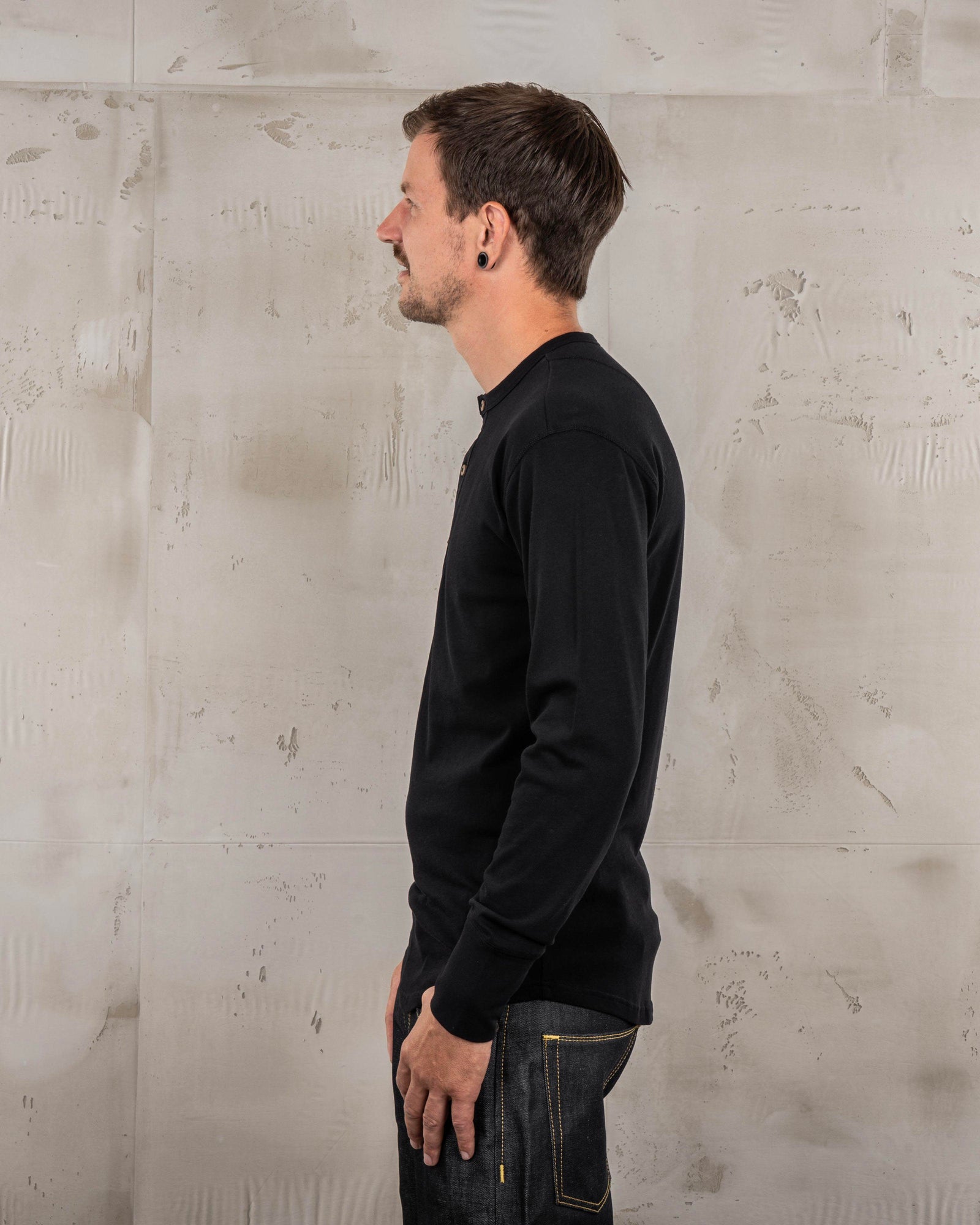 Pike Brothers 1927 Henley Shirt - Deep Black - Salt Flats Clothing