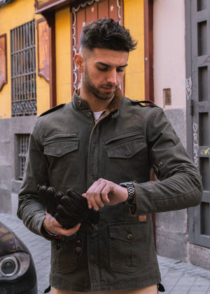 ByCity Zambia Men's Motorcycle Jacket - Green - Salt Flats Clothing