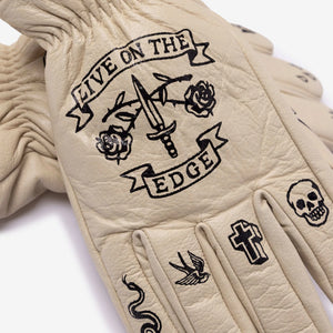 MacLeod Motor Co Memento Mori Gloves - Cream - Salt Flats Clothing