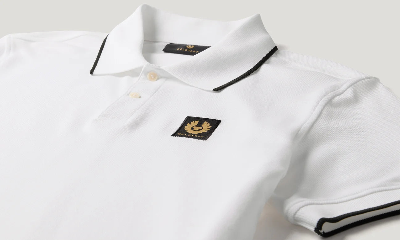 Belstaff Tipped Men's Polo T'Shirt - White - Salt Flats Clothing