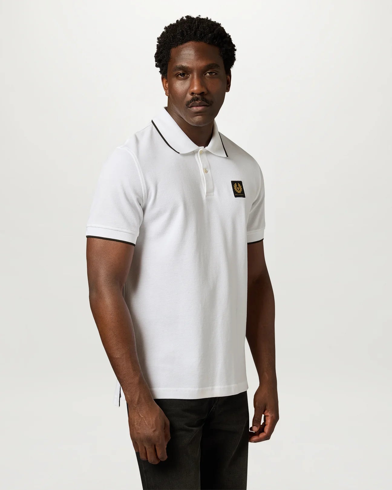 Belstaff Tipped Men's Polo T'Shirt - White - Salt Flats Clothing