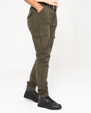 ByCity Mixed Slim III Ladies Motorcycle Cargo Pants - Green - Salt Flats Clothing
