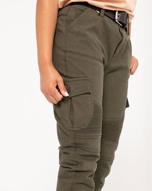 ByCity Mixed Slim III Ladies Motorcycle Cargo Pants - Green - Salt Flats Clothing