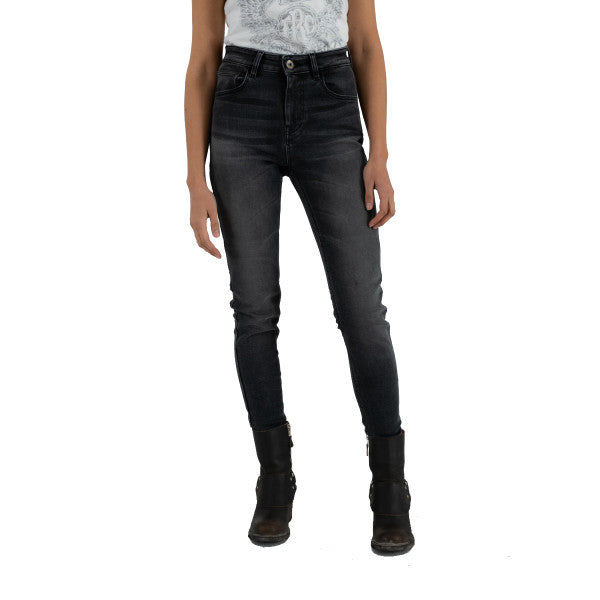 Rokker Rokkertech Ladies High Waist Motorcycle Jeans - Dark Grey - Salt Flats Clothing