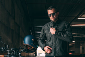 ByCity Mens Belfast Green Waxed Cotton Motorcycle Jacket