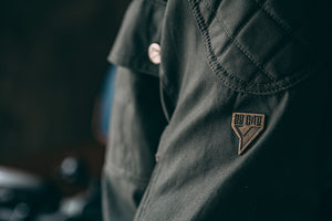 ByCity Mens Belfast Green Waxed Cotton Motorcycle Jacket