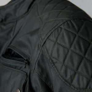 ByCity Mens Belfast Green Waxed Cotton Motorcycle Jacket