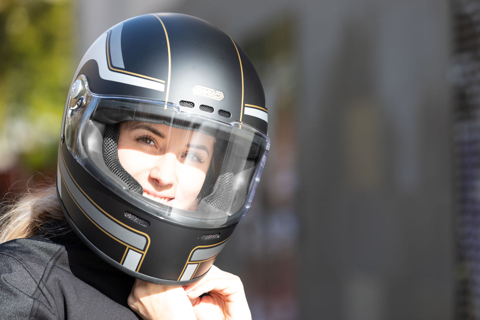 Garibaldi G07X Full Face Vintage Helmet - Graphics Matt Black - Salt Flats Clothing