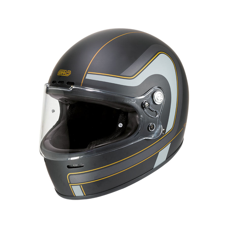 Garibaldi G07X Full Face Vintage Helmet - Graphics Matt Black - Salt Flats Clothing