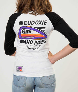 Eudoxie - Eudoxie Julia Black and White Long Sleeve Baseball T'Shirt - T-Shirts - Salt Flats Clothing