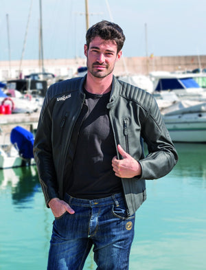 Garibaldi - Garibaldi Bullrider Vintage Leather Mens Motorcycle Jacket - Men's Jackets - Salt Flats Clothing