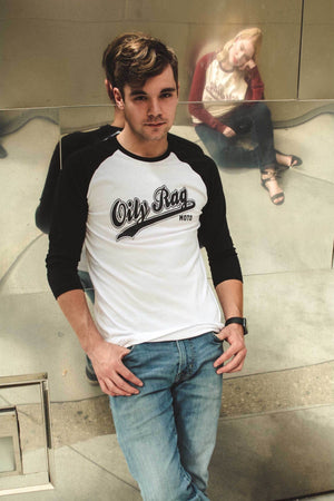 Oily Rag Clothing - Oily Rag Clothing Moto Raglan 3/4 Length Sleeve T'Shirt - T-Shirts - Salt Flats Clothing