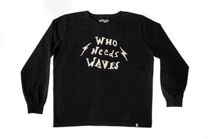 Wheels and Waves Thunder Bolt Long Sleeve T'Shirt in Black