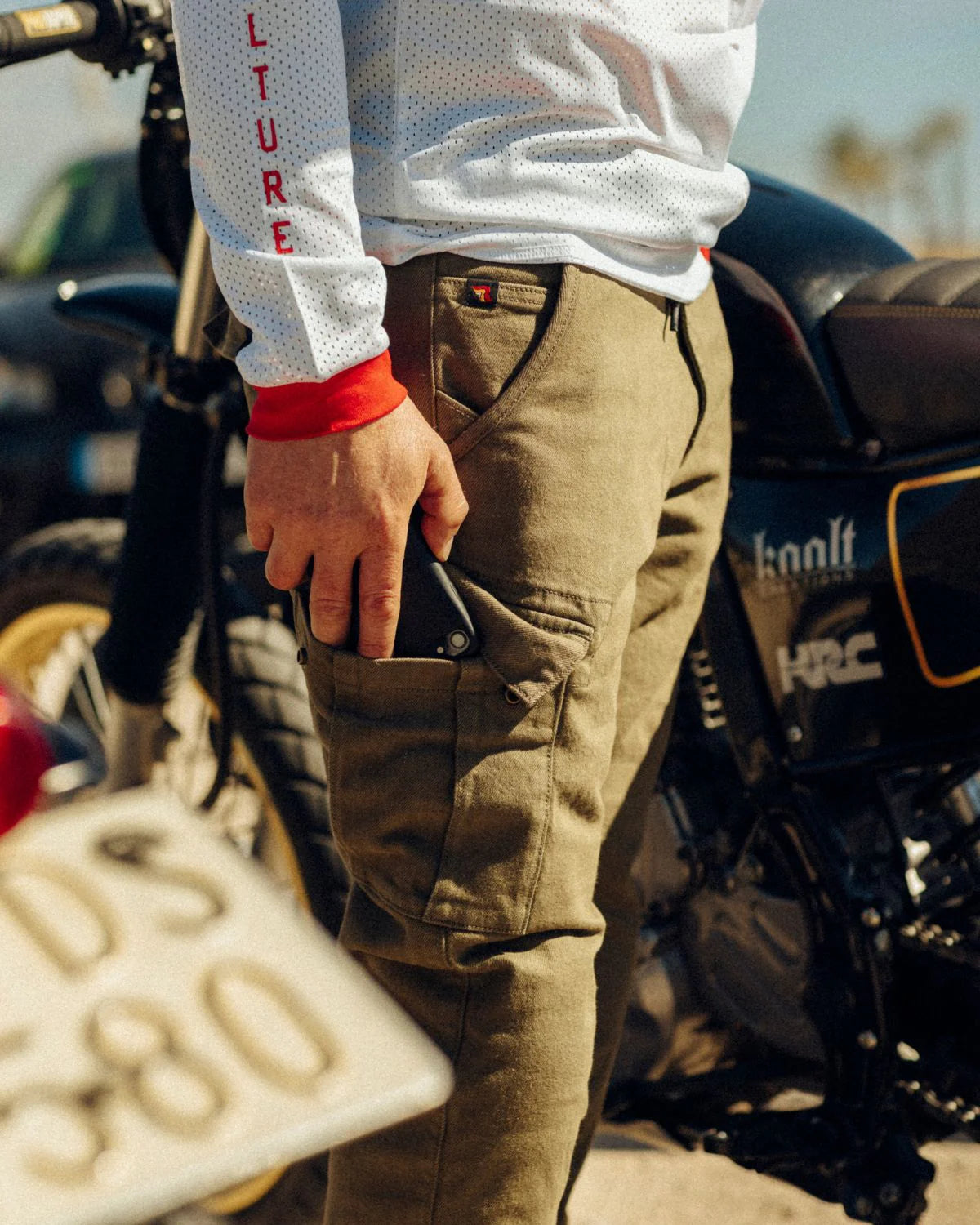 Riding Culture Men's Cargo Motorcycle Trousers - Olive - Salt Flats Clothing
