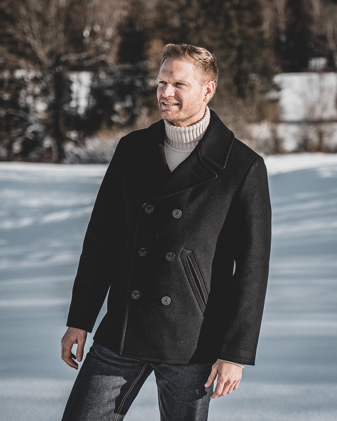 Pike Brothers 1938 Wool Pea Coat - Black - Salt Flats Clothing