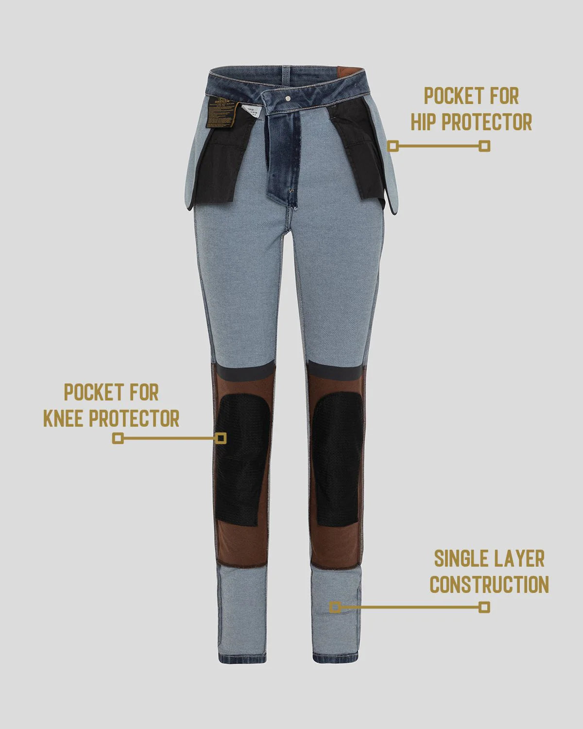 Rokker Rokkertech Ladies High Waist AA Motorcycle Jeans - Blue - Salt Flats Clothing