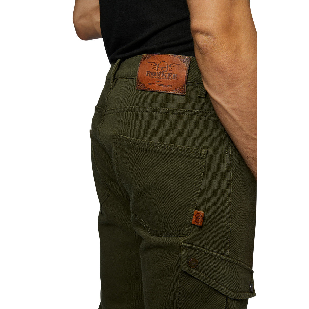 Rokker Cargo Slim Men's Motorcycle Trousers - Light Olive - Salt Flats Clothing