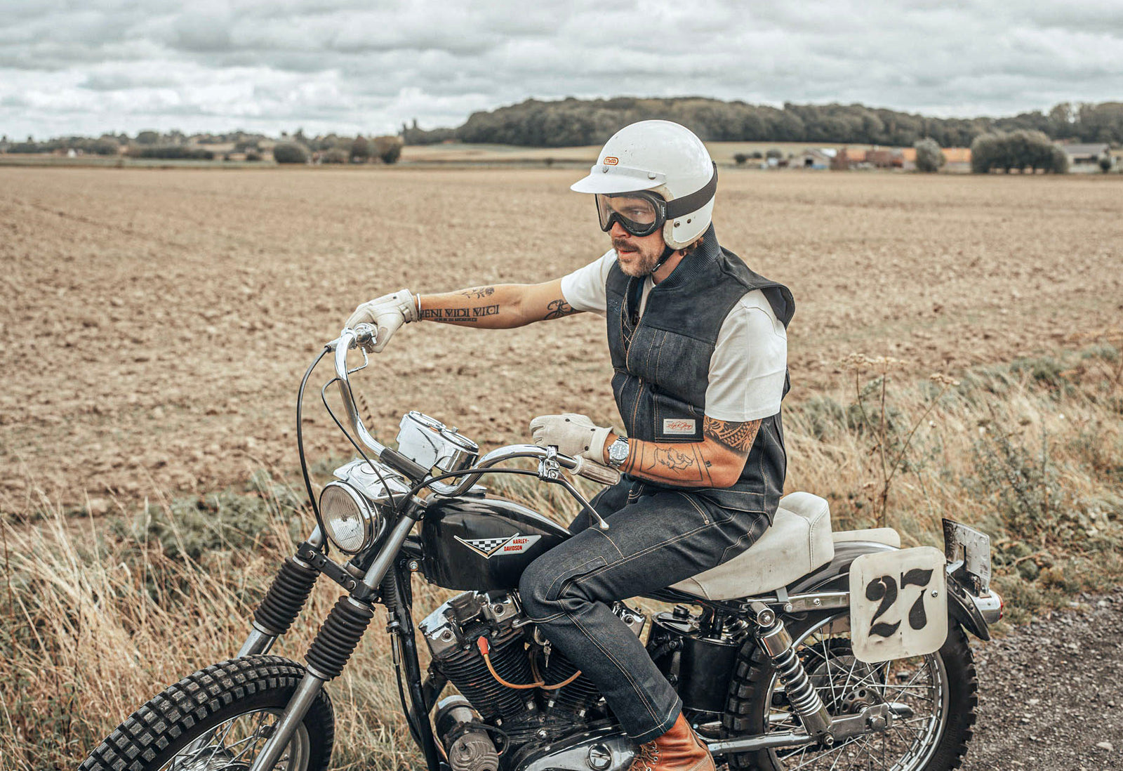 Age of Glory Crafter Motorcycle Gloves - Aged White - Salt Flats Clothing