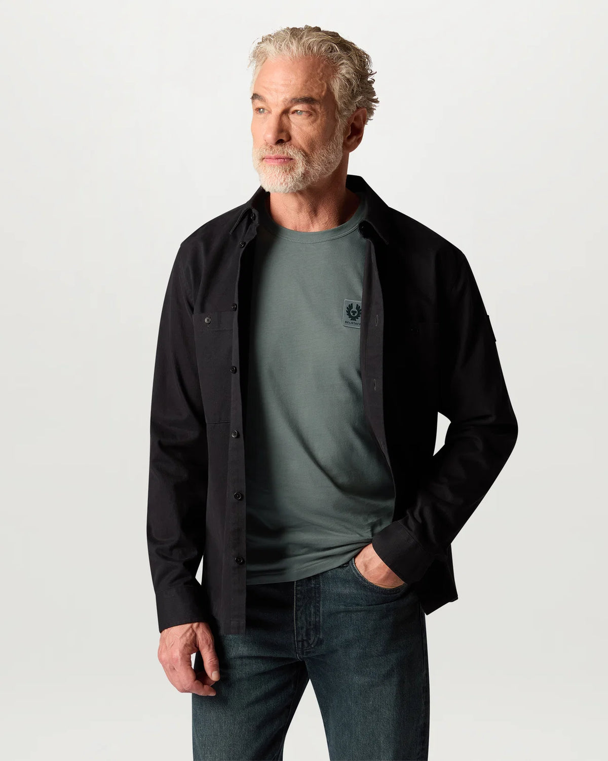 Belstaff Long Sleeved Men's T-Shirt - Atlantic Grey - Salt Flats Clothing