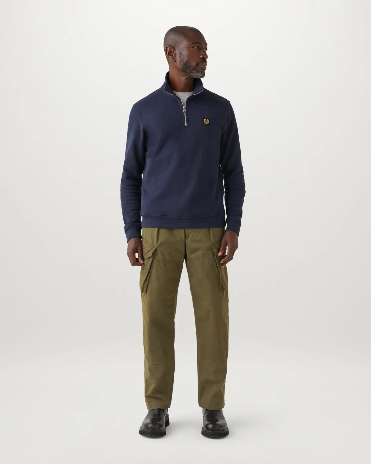 Belstaff Men's Quarter Zip Sweatshirt - Dark Ink - Salt Flats Clothing