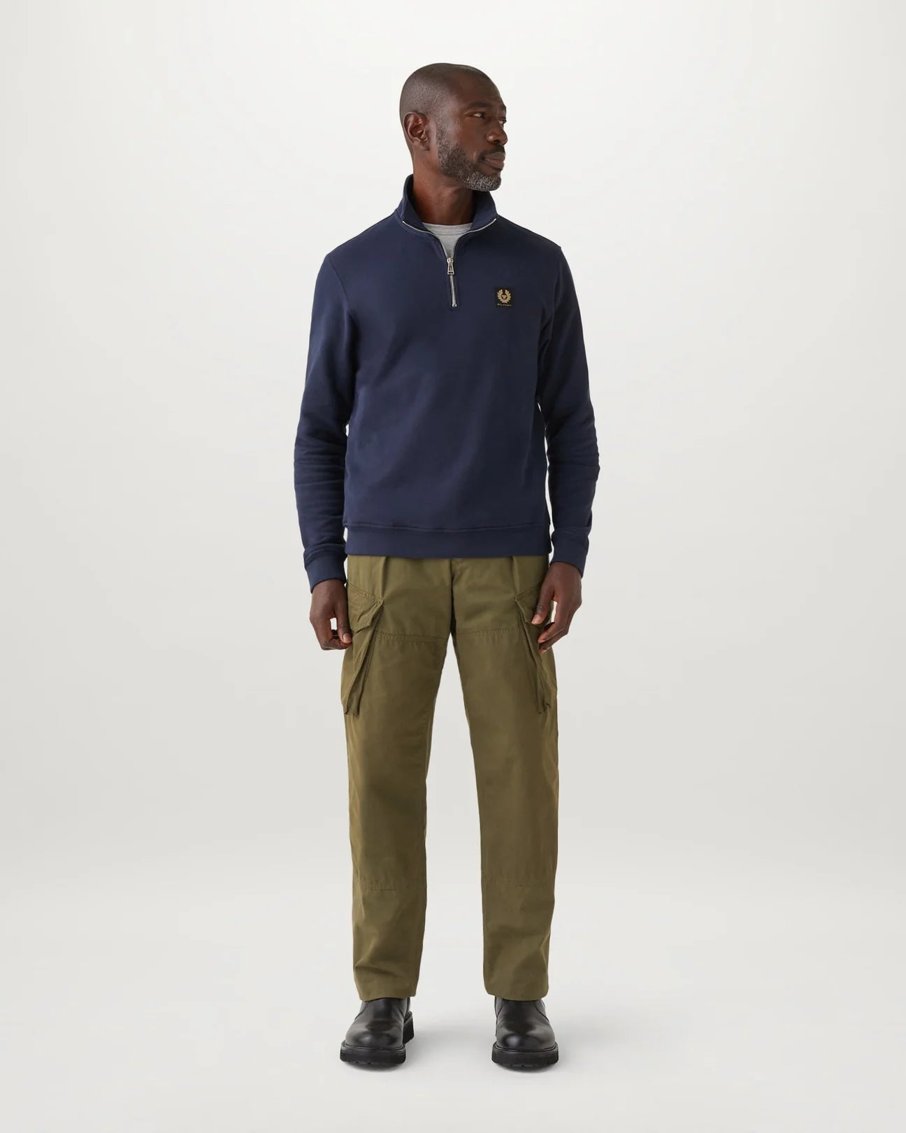 Belstaff Men's Quarter Zip Sweatshirt - Dark Ink - Salt Flats Clothing