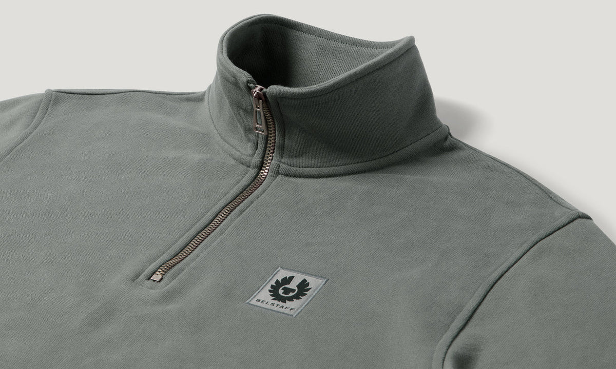 Belstaff Men's Quarter Zip Sweatshirt - Atlantic Grey - Salt Flats Clothing