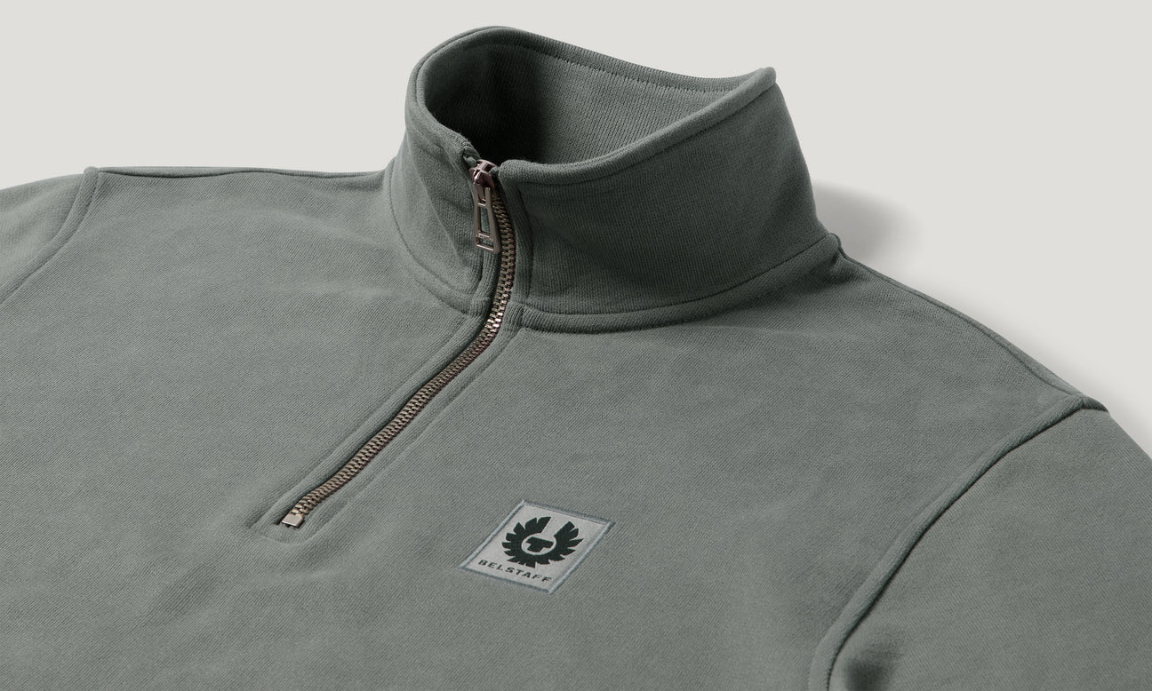 Belstaff Men's Quarter Zip Sweatshirt - Atlantic Grey - Salt Flats Clothing