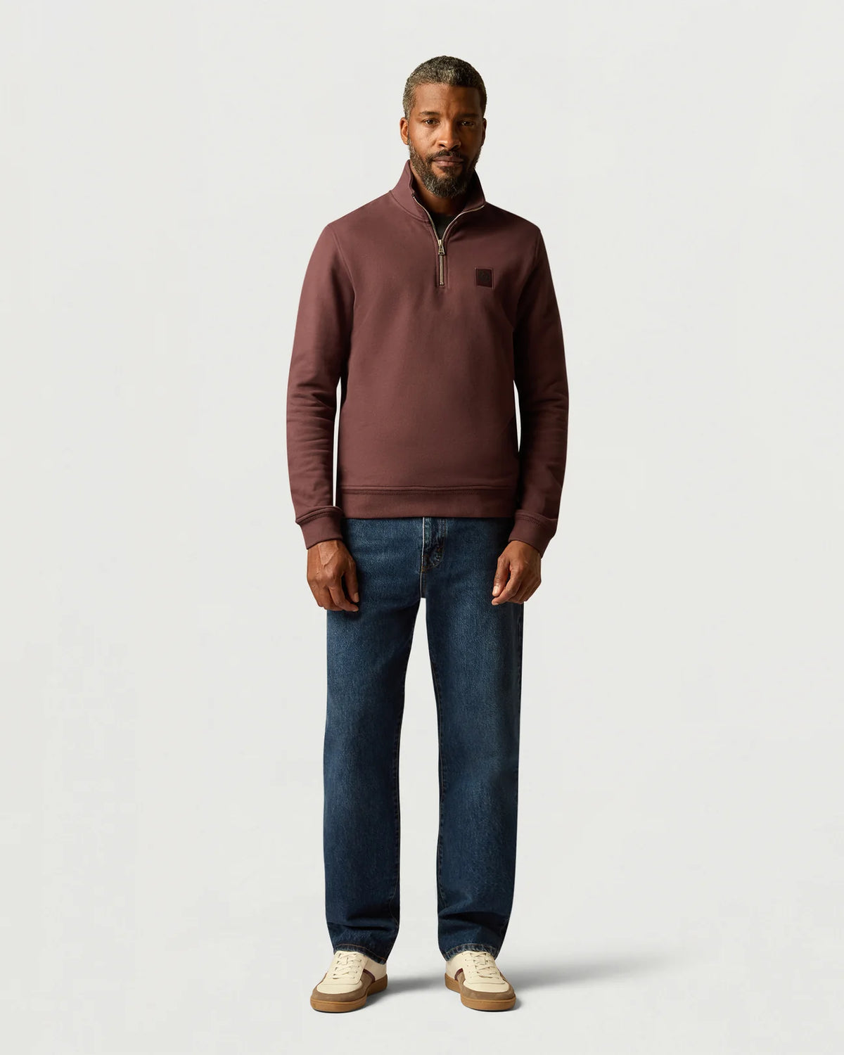 Belstaff Men's Quarter Zip Sweatshirt - Oxblood - Salt Flats Clothing