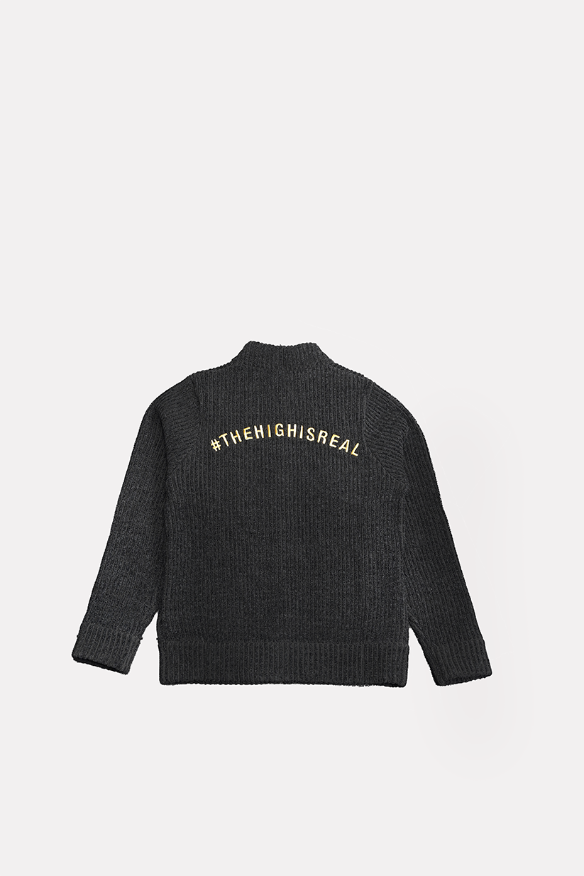 Hedon Knit #THEHIGHISREAL Zip Jacket - Black  Salt Flats Clothing