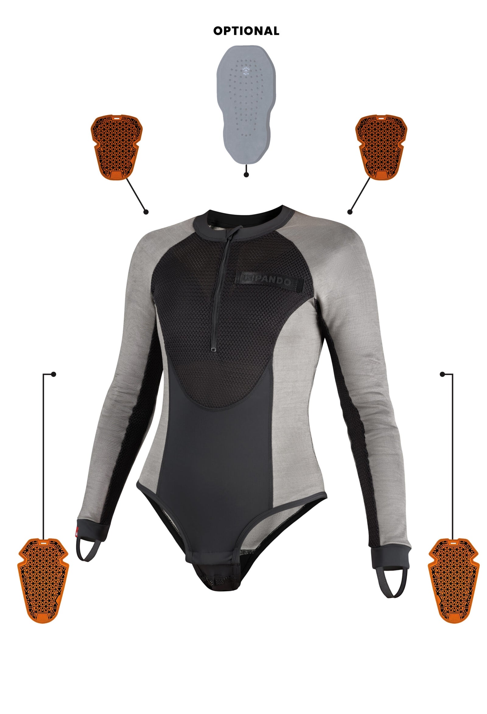 Pando Moto Bia AAA Ladies Protective Body - Grey - Salt Flats Clothing