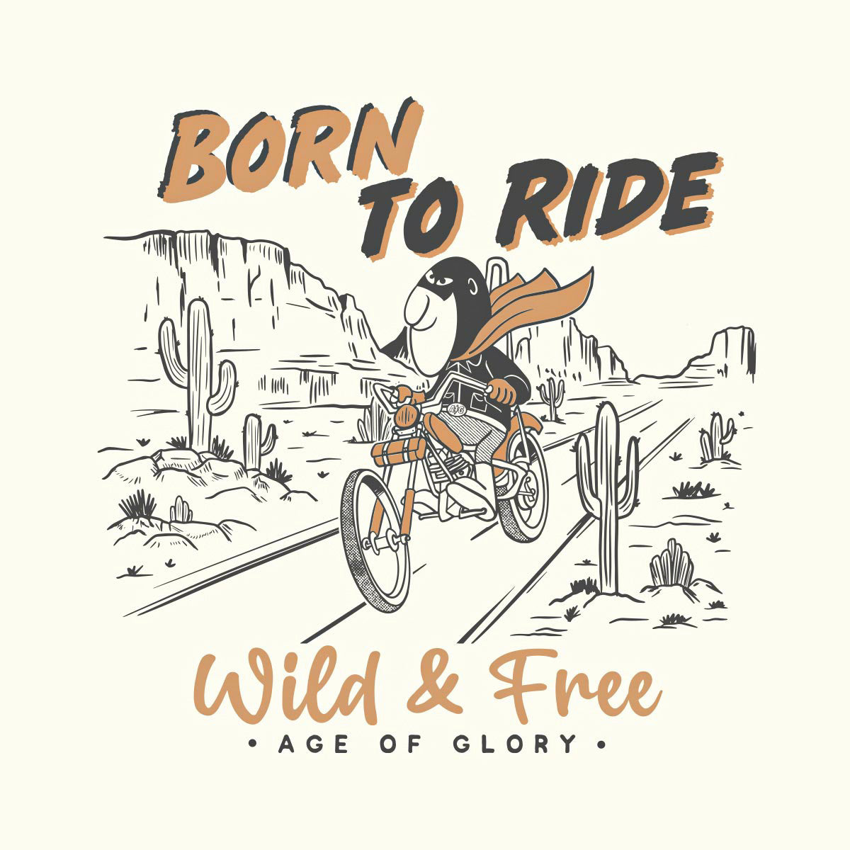 Age of Glory Born to Ride T'Shirt -  Ecru - Salt Flats Clothing