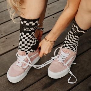 Wildust Sisters Checkerboard Grey Socks - Salt Flats Clothing