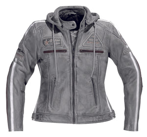 Difi Jolene Ladies Leather Motorcycle Jacket - Grey - Salt Flats Clothing