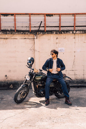 Silk Road Chore Men's Riding Shirt - Navy - Salt Flats Clothing