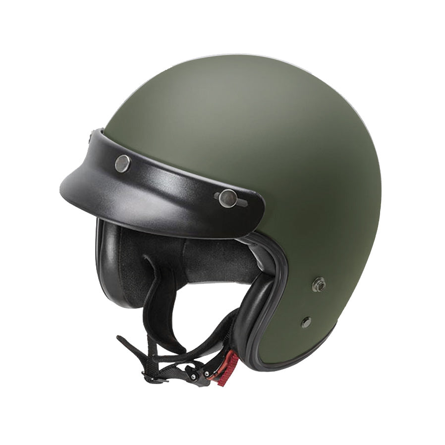 Garibaldi G02X Open Face Vintage Helmet - Matt Military Green - Salt Flats Clothing