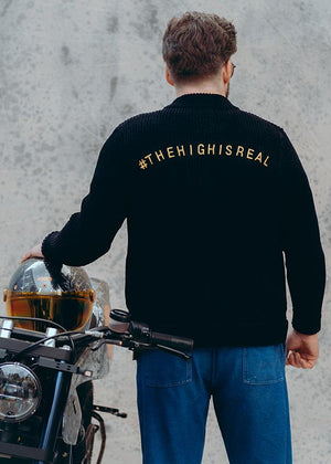 Hedon Knit #THEHIGHISREAL Zip Jacket - Black  Salt Flats Clothing