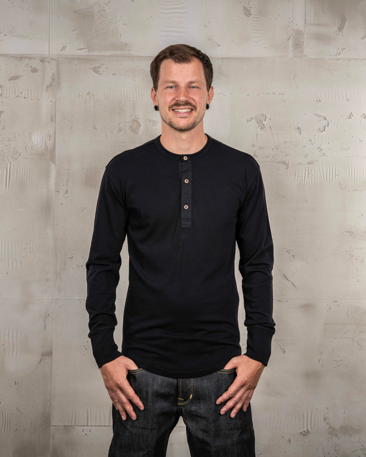 Pike Brothers 1927 Henley Shirt - Deep Black - Salt Flats Clothing
