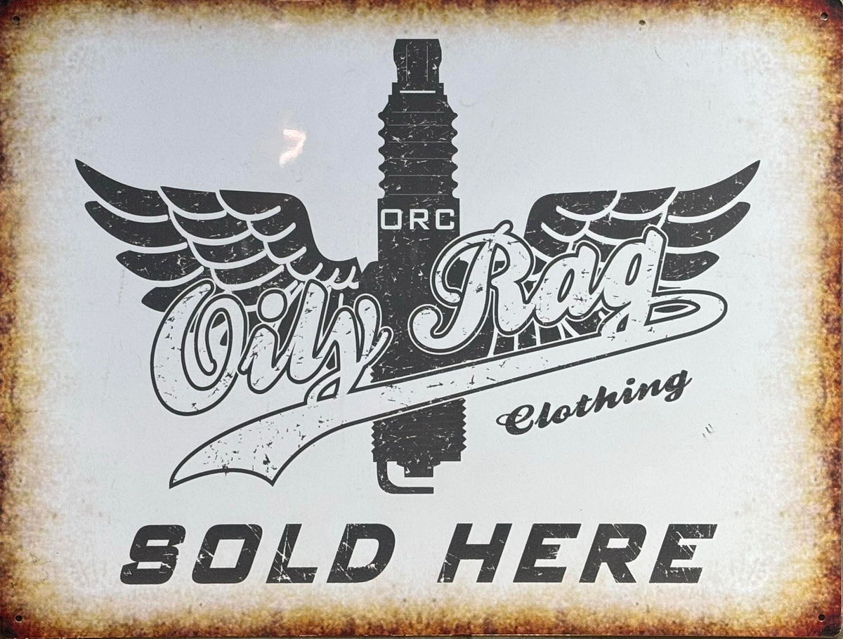 Oily Rag Clothing Winged Spark Plug Stockist Alloy Sign - Salt Flats Clothing