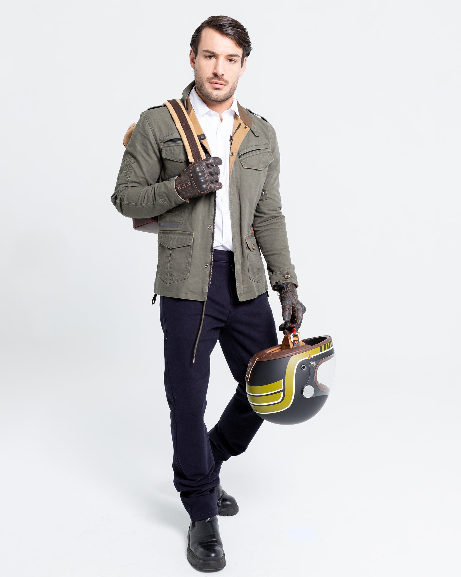 ByCity Zambia Men's Motorcycle Jacket - Green - Salt Flats Clothing