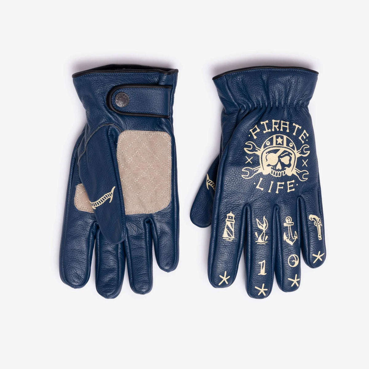 MacLeod Motor Co Carpe Diem Gloves - Blue - Salt Flats Clothing