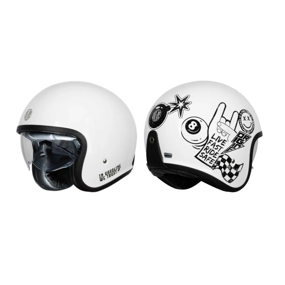 Origine Spirit 22.06 Open Face Helmet - Sticky Gloss White - Salt Flats Clothing
