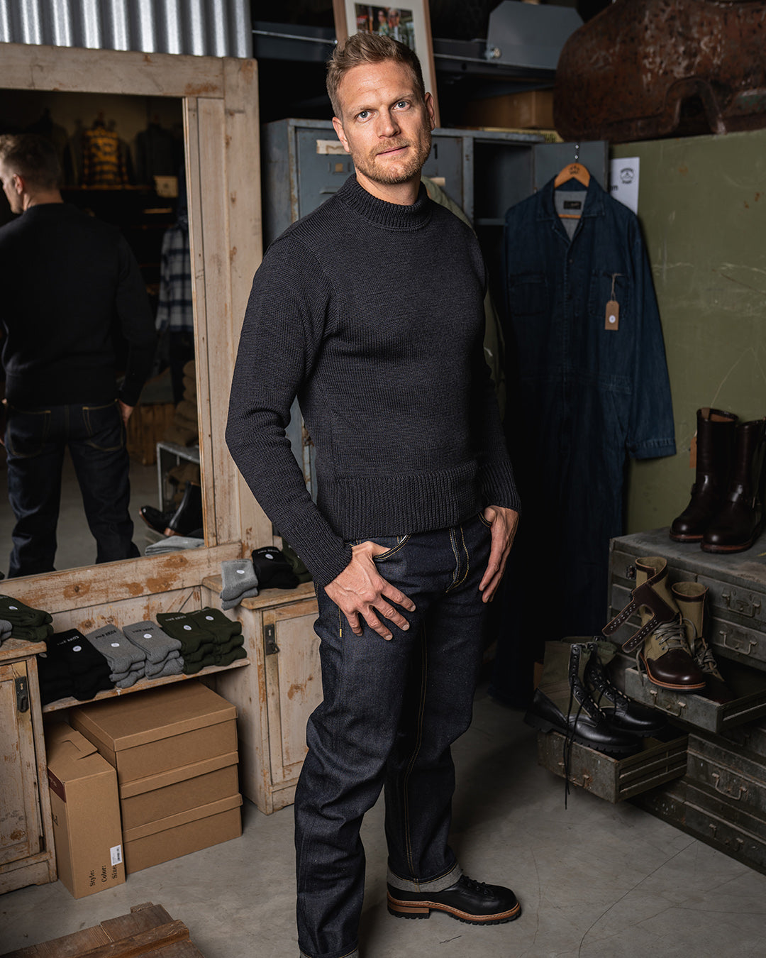 Pike Brothers 1941 USN Seaman Sweater - Anthracite - Salt Flats Clothing