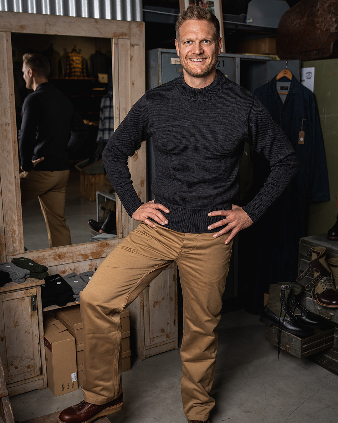 Pike Brothers 1941 USN Seaman Sweater - Anthracite - Salt Flats Clothing