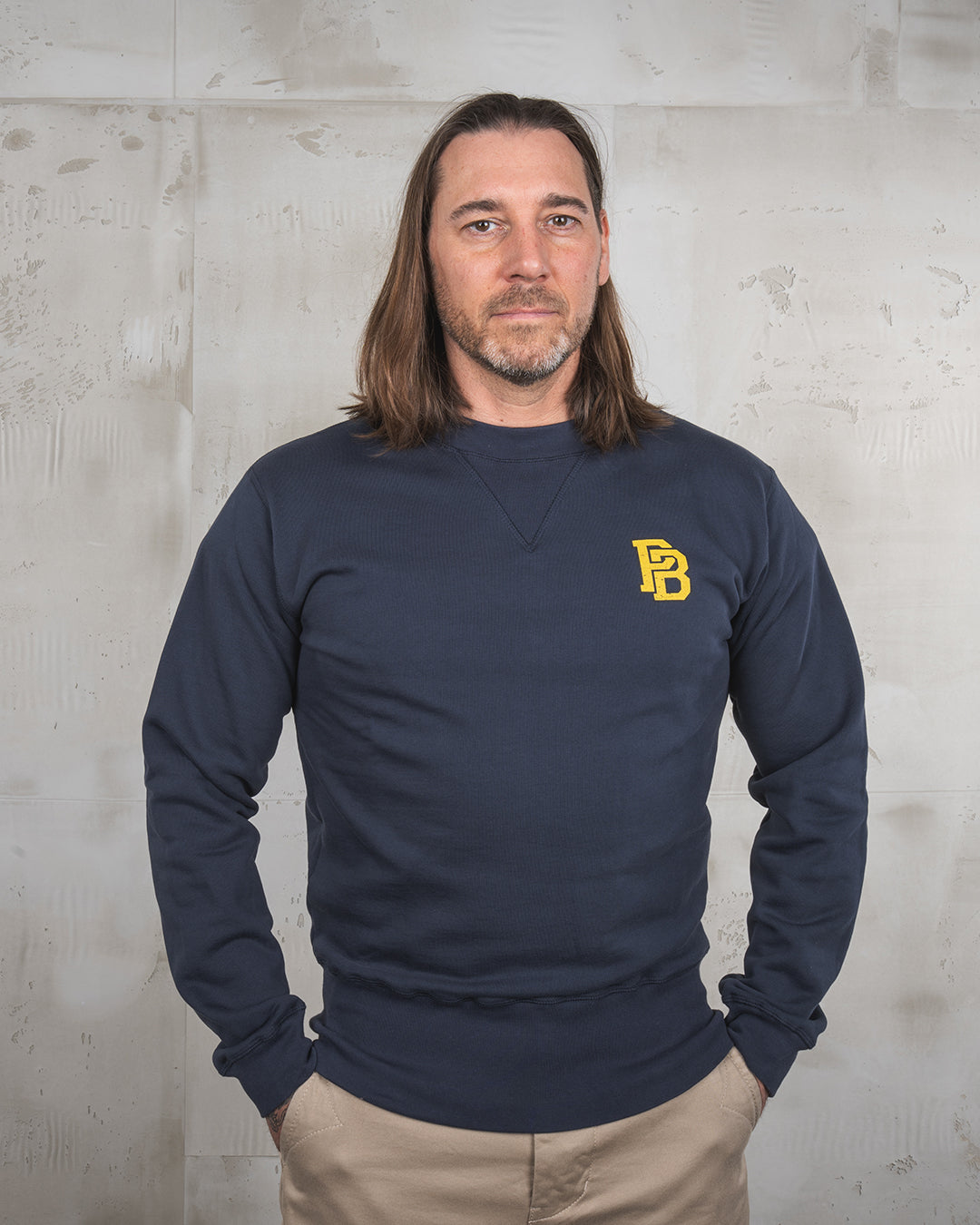 Pike Brothers 1945 Logo Sweater - Navy - Salt Flats Clothing