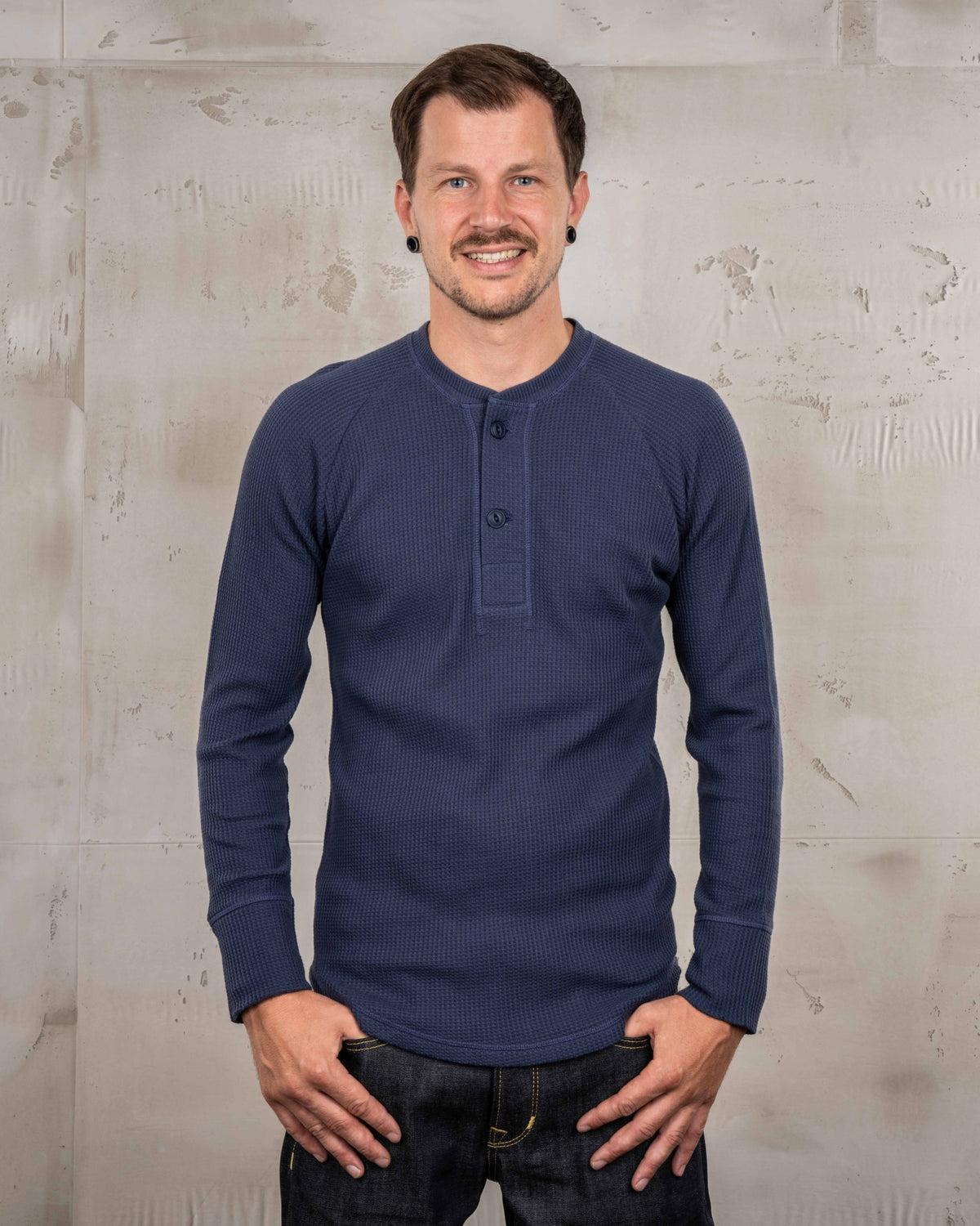 Pike Brothers 1936 Waffle Long Sleave Top - Shadow Blue - Salt Flats Clothing